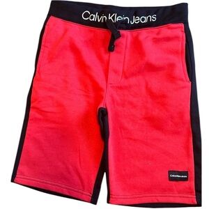 CK CALVIN KLEIN SWEAT SHORTS  BLACK AND RED 14/16  NWT